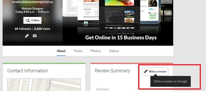 google reviews small business web design sydney